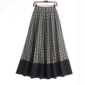N By Nancy Black and White Geometric Pattern Maxi‎ Skirt Bold Print Statement S